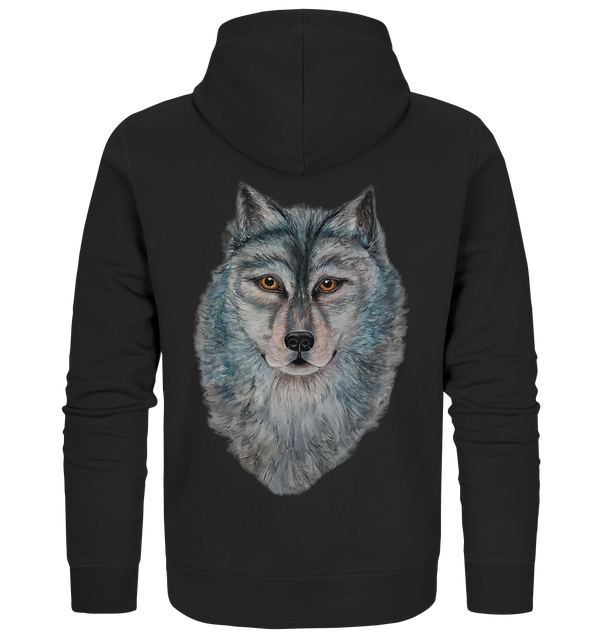 Organic Zipper "Jo's Wolf" (BACKPRINT)