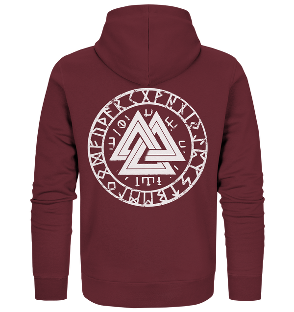 Organic Zipper "Valknut with Vegvisir and Runes" (Backprint)