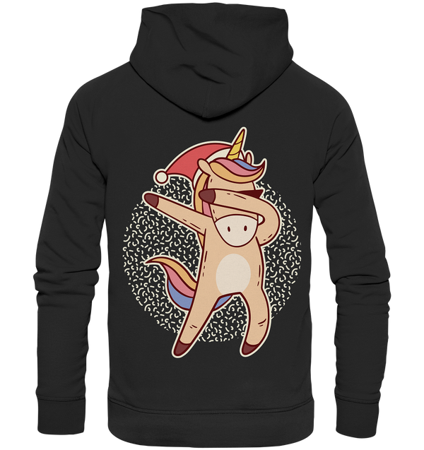 Organic Hoodie "Dabbing X-mas Unicorn" (Backprint)