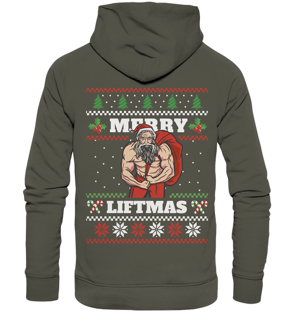 Organic Hoodie "Merry Liftmas" (Backprint)