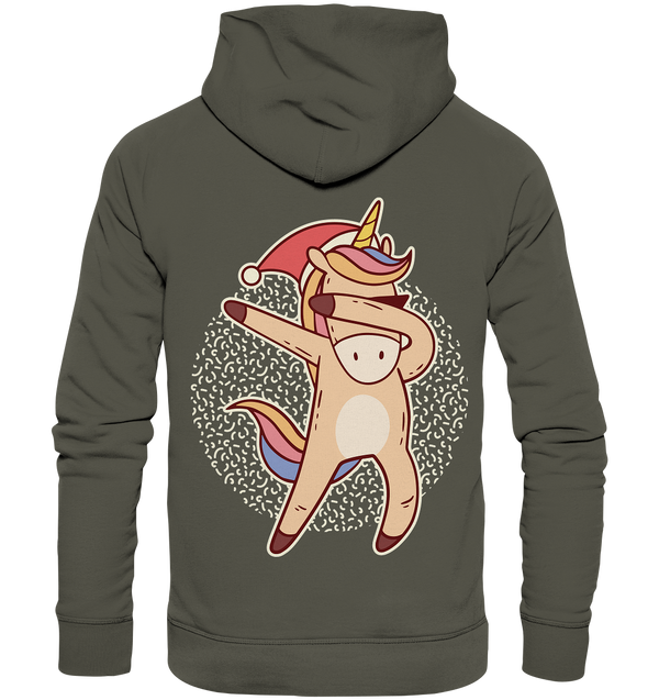 Organic Hoodie "Dabbing X-mas Unicorn" (Backprint)