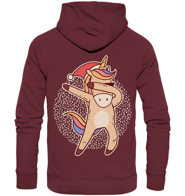 Organic Hoodie "Dabbing X-mas Unicorn" (Backprint)