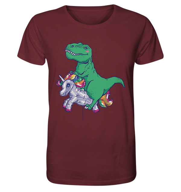 Organic Shirt "T-Rex Riding a Unicorn Balloon"